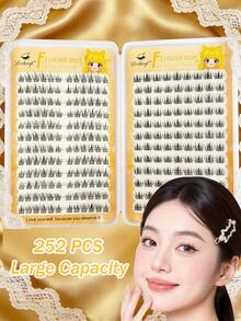 252pcs Glue-Free Eyelashes Book ,High-Capacity Natural Self-Adhesive False Eyelashes, Soft & Comfortable Natural & Dramatic Lightweight & Reusable, Perfect Makeup,Christmas Party,Natural & Realistic Handmade Lash Extension Lash Clusters - Black - View 4