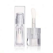 1/5pcs Full Transparent Lip Gloss Tubes Empty Refillable Lipstick Bottles With Big Wand White Lip Plumper Bottles Packaging - Clear - View 5