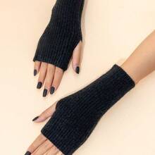 Women's Striped Knit Fingerless Gloves, Elastic Warm Touchscreen Gloves For Casual, Writing, Daily Use In Autumn/Winter - Multicolor - View 7