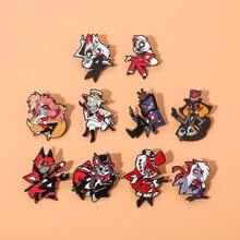 1件 Hazbin 卡通动漫酒店翻领珐琅徽章天使恶魔龙胸针人偶金属吊坠粉丝徽章包包配件礼物 - 彩色 - 查看 12