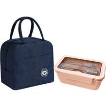 1 Stück große Kapazität Lunchbox mit Besteck, isolierte Tasche, Gabel und Löffel, Erwachsenen Lunchbox, Schul Lunchbox, moderne stilvolle Lunchbox, Doppelfach, geeignet für Arbeit, Outdoor Camping, Schulmaterial - Verschiedenfarbig - Übersicht 10