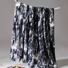 Merino Wool Printed + Milk Velvet Double Layer Blanket - Maillard - Oil Painting - View 5