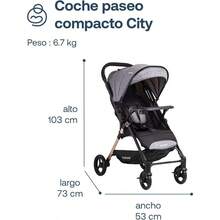Bebesit Carriola City Cochecito Compacto Multi Posiciones de Reclinado Moisés Convertible Cinturón de  de 5 puntas Confort para BebésBaby Strollers - Negro - Ver 7