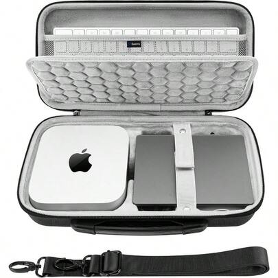 Desktop Computer Hard Travel Case Compatible With Apple 2024  Mini M4/  Mini Pro Fit For Magic Keyboard Mouse Trackpad And Accessories Dark Gray