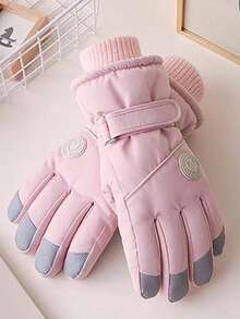 1 Pair Women's Professional Ski Gloves - Thickened Fleece Windproof Cold-Proof Outdoor Skiing Warm Gloves, Cycling Cold-Proof Gloves, Non-Slip Palm, Compatible With Touchscreen Devices - Multicolor - View 8