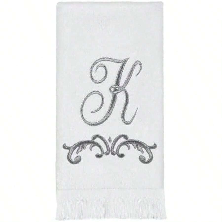 Avanti Linens - Toalla de Punta de los edos, Toalla de algodón Suave y Absorbente, diseño de esplazamiento, decoración de Estilo cursivo (colección de monogramas, Inicial )(K Punta de los dedos) - Multicolor - Ver 1