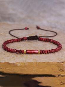 Pulseira feminina ajustável em jaspe sedimentar vermelho natural do Mar Vermelho - Cordão ajustável, estilo boêmio, joia elegante com contas, presente para ela, aniversário, data especial - Joia para o dia a dia e ocasiões especiais. - Multicolorido - Ver 8