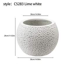 1 件超大仿石球形圆形塑料花盆，落地式人造植物装饰盆，大直径双层圆形塑料花盆，多肉植物盆，树盆，大圆球家居装饰，酒店人造绿色植物盆，适合在家庭露台花园种植大型植物