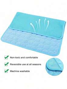 Pet Summer Cooling Mat For Dogs Cats Breathable Washable Foldable Cool Pad For Home Travel Crates Kennels Anti-Slip Pet Sleeping Mat - Blue - View 9