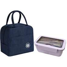 1 Stück große Kapazität Lunchbox mit Besteck, isolierte Tasche, Gabel und Löffel, Erwachsenen Lunchbox, Schul Lunchbox, moderne stilvolle Lunchbox, Doppelfach, geeignet für Arbeit, Outdoor Camping, Schulmaterial - Verschiedenfarbig - Übersicht 11