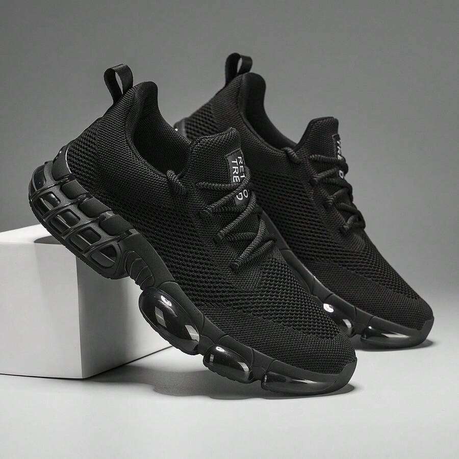 大码透气篮球鞋 - 黑色 - 查看 1