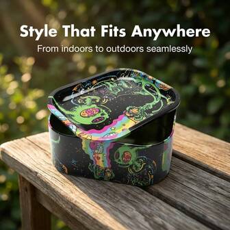 二合一装饰托盘，金属卷烟托盘，经典金属装饰托盘 - 抛光表面，1 件装 - 艺术主题托盘盒，独特图案金属托盘 - 香草卷烟托盘，适合旅行、家居装饰和节日礼物 - 万圣节、圣诞派对等的理想选择。