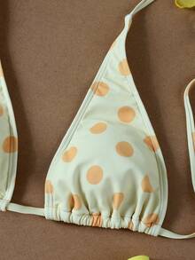 Bộ bikini nữ mùa hè mới, họa tiết chấm bi vàng, kiểu dáng cổ yếm, thanh lịch, gợi cảm, thường ngày. - Nhiều màu - Xem 4