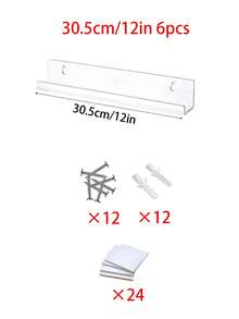 Vinyl Record Wall Mount Shelves, 12" Vinyl Holder For Album Record Storage & Display, Clear Acrylic Floating Shelves For Wall Decor, Kids Bookshelf, Magazine Rack, Picture Ledge - Clear - View 10