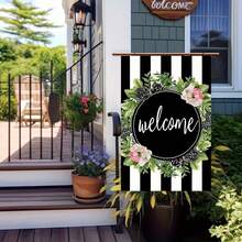 Rustic Country Farmhouse Garden Flag 12x18 Inch - Double Sided Welcome Floral Striped Yard Flag, Durable Polyester Outdoor Decor No Electricity Required, Ideal For Porch, Garden, Lawn, Patio & Home Exterior Vibrant Garden Art - 多色 - 查看 3