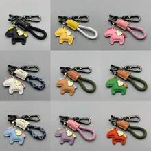 1pc Handmade Leather Car Key Chain, Decorated With Horse And Money Bag Pattern, Symbolizing "Instant Wealth". Can Be Used As DIY Accessories, Bag Charms, Travel Bag Decorations, Shoulder Bag Accessories, Multipurpose Bag Pendants, Car Decorations, Gifts For Valentine's Day, Mother's Day, Father's Day, Back To School, And Graduation