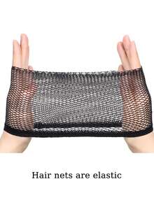 5个尼龙发网，新款弹性发网，时尚网状编织假发帽，女士假发，假发配件 - 黑色 - 查看 8