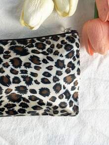 1pc/5pcs Leopard Print Makeup Bag, Waterproof Toiletry Bag, Minimalist Travel Cosmetic Storage Pouch