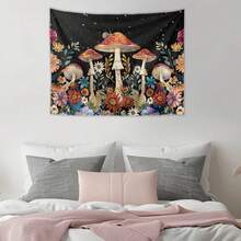 1pc Mushroom, Snail, Flower, Plant, Starry Sky Print, Mysterious, Tapestry, Modern Print Decoration, Wall Hanging Tapestry, Wall Decor Art, Suitable For Office, Bedroom, Living Room, Bathroom, Home Decor, Room Banner, Room Decoration, Tapestry, Room Supplies, Wall Tapestry - 彩色 - 查看 2