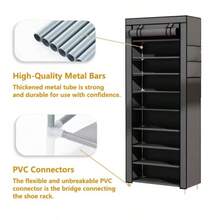5/7 Tier Shoe Organizer With Nonwoven Fabric Cover Shoe Cabinet, Easy To Assemble, Portable Shoe Cabinet, Shoe Storage Shelf For 27-35 Pairs Of Shoes, Suitable For Various Scenes Such As Entryway, Suitable For Sneakers, High Heels, And Boots - 5 tầng & Đen - Xem 7