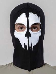 1pc Motorcycle Face Mask, Ghost Skull Mask, Riding Protective Balaclava, Full Face Game Cosplay, Halloween Gift, Bicycle Mask - Black - View 2
