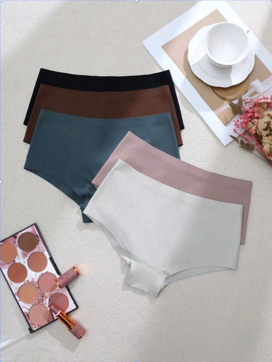 5 piezas/paquete Pantis sin costuras de alta elasticidad para mujer - Multicolor - Ver 1