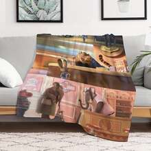 1 Piece Disney &Lt; Zootopia &Gt;   Judy Hopps And Nick Wilde Blanket - Coffee Shop Scene Soft Flannel Throw Blanket, 280GSM Heavyweight All-Season Bed Sofa Camping Blanket, Machine Washable Gift, Modern Style Durable Fabric Home Decor - 風格 - 查看 2