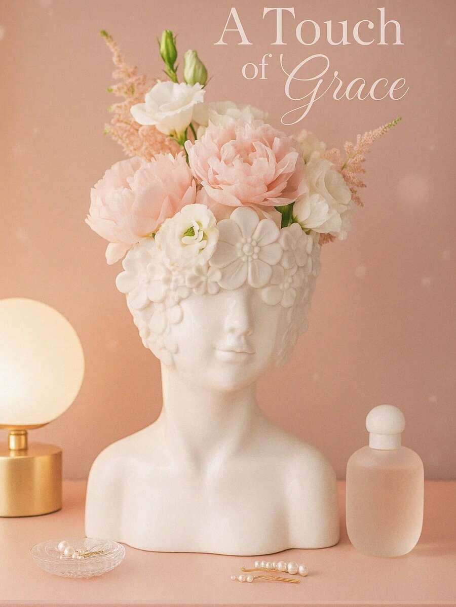 1pc Outdoor Garden Patio Creative Face Flower Vase Planter, Balcony Plant Decor Tabletop Centerpiece - Multicolor - View 1
