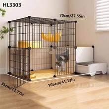 带猫砂盆的猫笼，一体式家用小型猫别墅，带厕所，宽敞自由空间