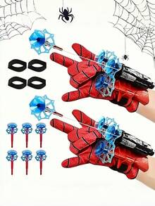 Spider Web Shooter Gloves - Red & Blue Superhero Toy, With Web Shooter, Made Of Durable ABS Material, Fun Interactive Party Game, Suitable For Teens And Adults, Perfect Gift For Halloween And Christmas, Spider Toy, Funny Design, Sturdy And Durable, Spider Web Shooter, Web Shooter Gloves