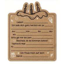 6/12/24/48pcs Baby Birthday Party German Invitation Card Set, Hand-Drawn Coloring DIY Cake Pattern, Rustic Blank Message Cards, Suitable For Baby Shower, Celebration Decorations - Multicolor - View 9