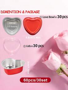 30Pcs Heart Shaped Cake Pans With Lids, Mini Pink Aluminum Foil Baking Tins 3.4 Oz, Disposable Cupcake Containers For Valentine's Day, Mother's Day, Wedding, Party - Multicolor - View 15