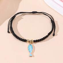 1pc Dopamine Alloy Drip Oil Cute Fish Pendant Adjustable Handmade Braided Bracelet - Fish - View 8