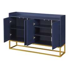 Modern Minimalist Sideboard, 4-Door Handleless Buffet For Dining Room, Living Room, Kitchen (White) - 藏蓝色 - 查看 9