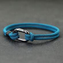 Pulsera trenzada de cuerda de 3 mm hecha a mano, ovalada y negra, joyería de brazalete para hombres - Pulseras y brazaletes para hombre - Ver 5