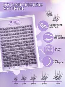 140片装 C型卷翘混合款假睫毛簇，长度8-16毫米，纤细自然，DIY单根假睫毛，易于佩戴，可重复使用，适合日常妆容。睫毛簇，单根假睫毛，假睫毛，D型卷翘睫毛簇，大容量套装，新手友好型假睫毛教程，浓密蓬松的DIY分段式睫毛嫁接套装，包含胶水、封层剂和镊子。 - 彩色 - 查看 11