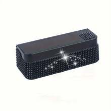 四格闪亮硬币收纳盒，水晶水钻硬币盒，便携式迷你硬币分配器，通用车载硬币整理器，汽车配件