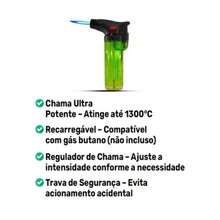 Torch Kit + Portable Refillable Gas Cylinder With Lock For Kitchen Butane Propane 400ml - Original - 彩色 - 查看 7