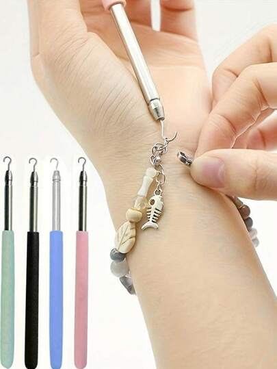 1/2/4 Piece Of Stainless Steel Bracelet Wearing Aid, Odorless, Battery Free - Simple Jewelry And Necklace Hook Wearing Tool, Fashionable Metal Accessories, Simple Beauty And Personal Care Styling Tool(Long/Short Scalable)