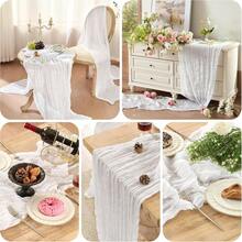 1pc/2pcs/5pcs White Sheer Table Runner, 35"X70", Boho Style Thin Gauze Table Runner, Vintage Country Transparent Table Decor, Suitable For Wedding, Party, Baby Shower, Long Table Decoration