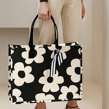 Bolso con estampado de flores, gran capacidad, correa de hombro fija, duradero - Adecuado para el uso diario, la playa, el trabajo y los viajes, bolso portátil, apto para hombres y mujeres - Multicolor - Ver 4