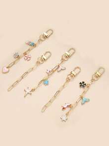 10/5 piezas Accesorios decorativos creativos para llaveros que incluyen mosquetón, cadena de extensión, anilla de apertura, para manualidades y decoración de mochilas