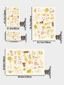 1件米色卡通动物字母图案地毯，仿羊毛材质，适用于客厅、卧室、浴室、厨房、餐厅、办公室、家居装饰、节日庆典等场合。 - 米色 - 查看 3