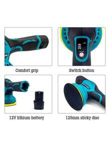 Máquina de pulido de batería de litio de 12V Máquina de depilación Inalámbrica Conveniente pulido automotriz y molienda de velocidad ajustable Máquina de molienda - Azul - Ver 2