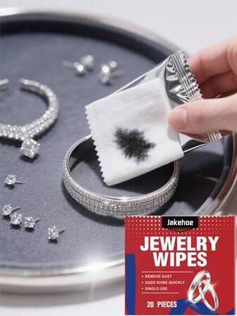 jakehoe Toallitas limpiadoras de joyas - Diseñadas para disolver manchas resistentes y mejorar el poder de limpieza. Saca una toallita de limpieza desechable del paquete. Limpia suavemente la superficie de la joya para eliminar el polvo y restaurar su brillo. Desecha la toallita de limpieza después de usarla. También es adecuado para pulseras de plata, cadenas de plata, tazas de plata y diversas necesidades de limpieza.
