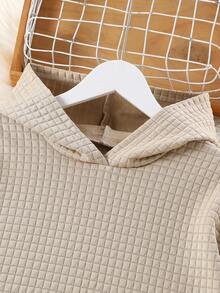 Tween Girl 2-Piece Casual Fashion Street Style Girls' Clothing Set, Knitted Long-Sleeved Hoodie And Flared Pants, Solid Color, Suitable For Home And Outdoor Casual Wear. - Apricot - View 3