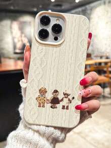 Cute Plush Bear TPU Anti-Slip Shockproof Phone Case Compatible With Apple XS XR 11 12 13 14 15 16 13 Pro Max 16 Pro Max 14 Plus, Galaxy A35 A16 A23 A52 5G A71 4G S20 S21 S22 S22+ S25 Ultra S25, Personalized Gift For Men And Women, Autumn/Winter - Beige - View 4