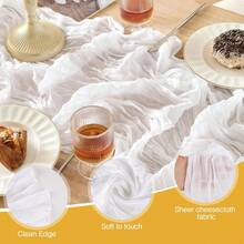 1pc/2pcs/5pcs White Sheer Table Runner, 35"X70", Boho Style Thin Gauze Table Runner, Vintage Country Transparent Table Decor, Suitable For Wedding, Party, Baby Shower, Long Table Decoration