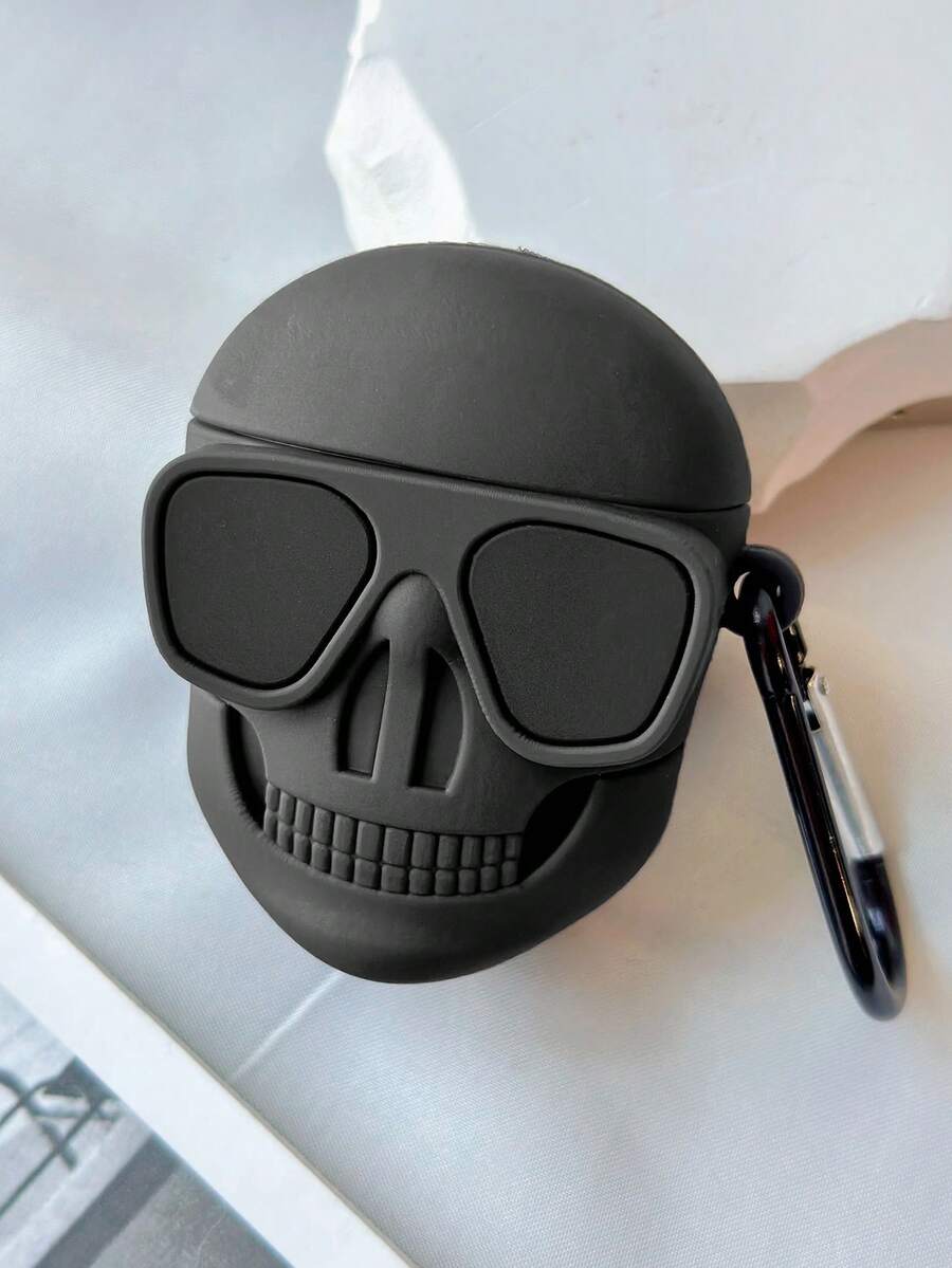 1pc Unique Funny 3D Skull Headphone Protective Case - Black - View 1