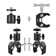 超级夹钳，带360°迷你球头快拆夹支架，三脚架安装座，1/4螺丝夹，适用于单反相机和GoPro - 黑色 - 查看 3